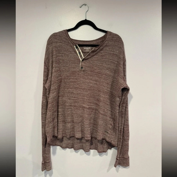 Mens express maroon marled Henley - Picture 1 of 3